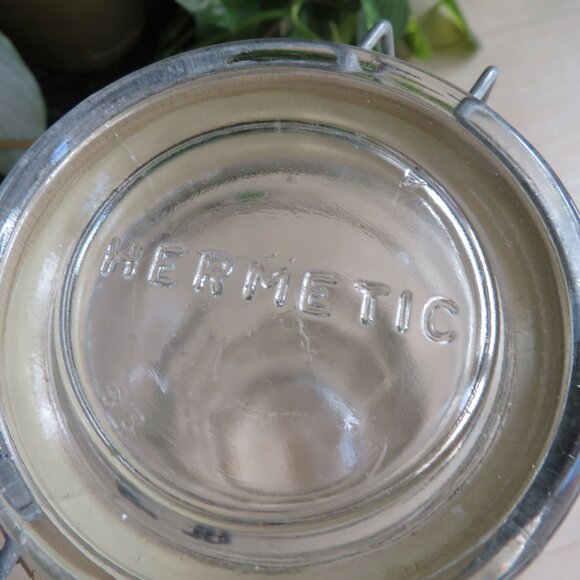 Hermetic Clear Paneled Glass Canister Jar Rubber Seal Wire Hinge 1.5L Italy Made - Picture 13 of 14